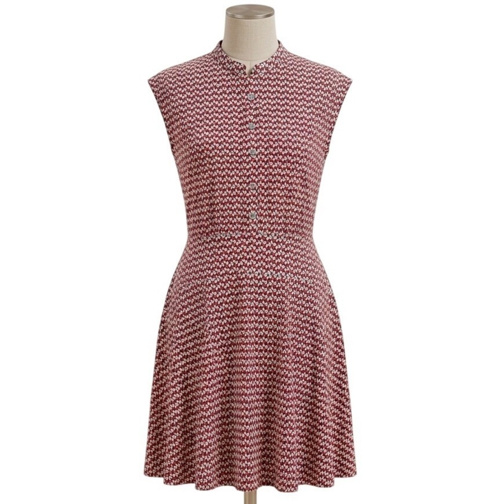Boden Shirt Dress Women 10R Red Geometric Sleeveless Cotton Modal J0915